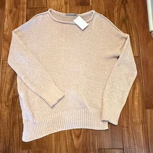 All Saints Pinkish Beige Women's Crew Neck Sweater with Asymmetrical hem size XS